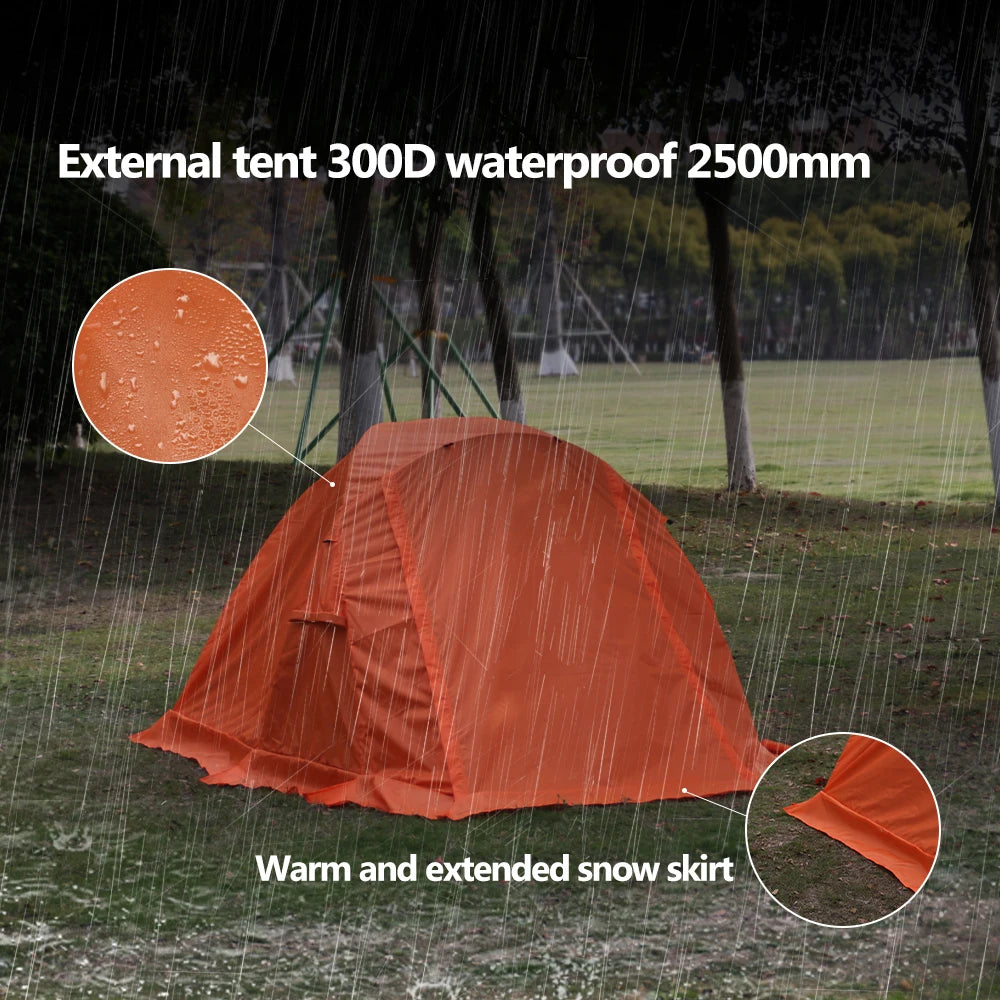 Ultra-Light 2-3 Person Hiking Tent – Snowproof, Portable, Double-Layer Aluminum Frame, Durable Oxford Fabric for Camping