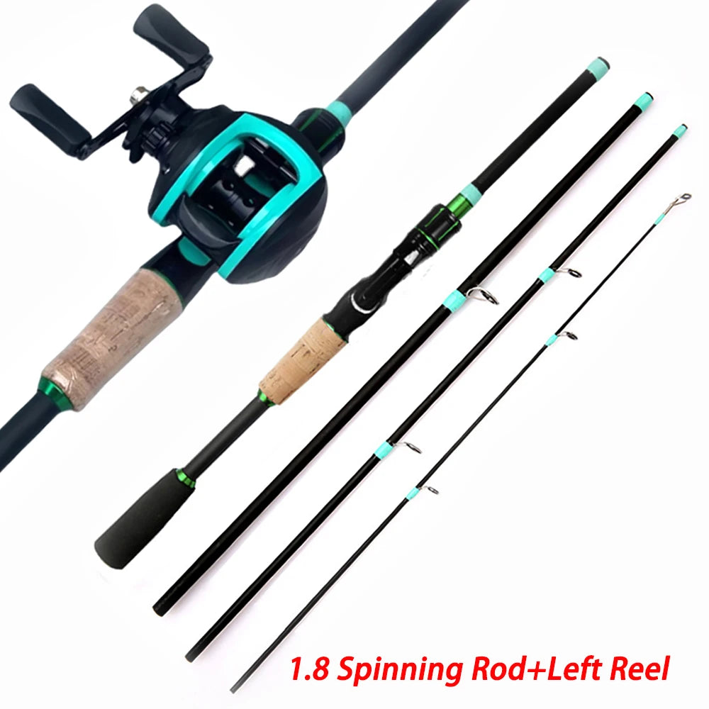 Fishing Rod Reels Combo 4/5Sections ML Action 3.5g-14g Ultralight Trave Rod With Baitcasting Reel Kit Carp Fishing Pesca1.8/2.1m