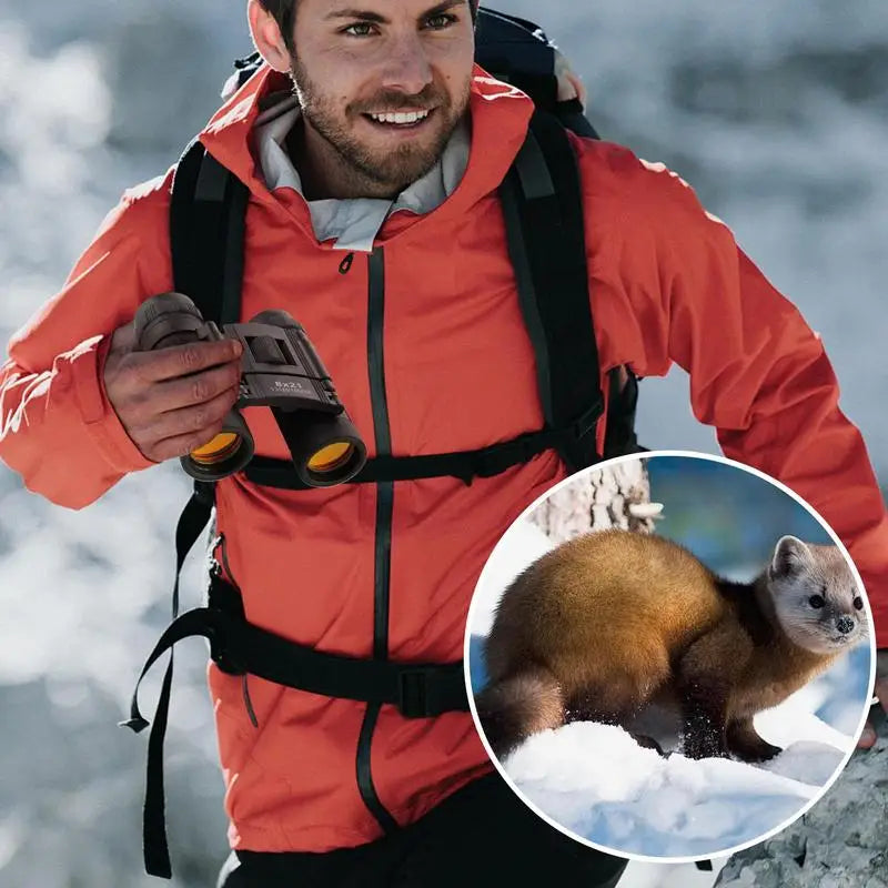 For Outdoor Travel
 Bird Watching Binoculars 8x21 Hiking Binoculars Lightweight High Definition High Magnification Low Light Red