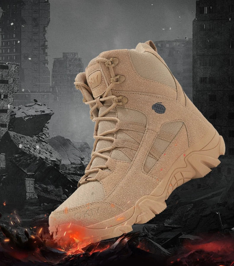 Hiking Men Shoes Mid-top Outdoor Comfortable Anti-slip Combat  Boots Men Shoes Thick-soled Sporty Keep Warm Casual Men Shoes