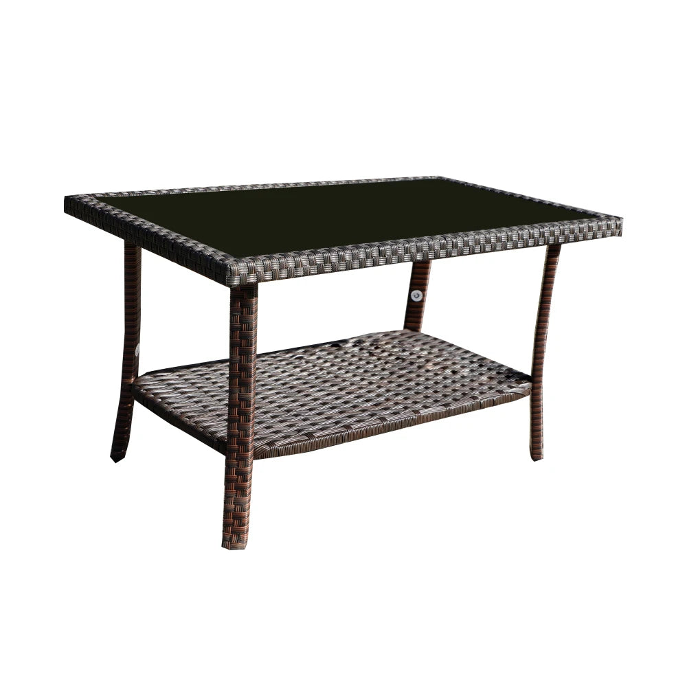 Four-Piece Sofa Set Table With Sofa Chair PE Rattan Outdoor Furniture HY4-001 Box *1 With Emerald Green Color Cushion