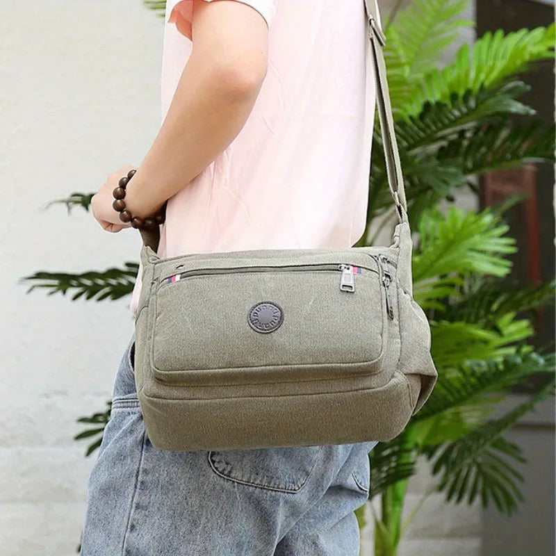Canvas Crossbody Bag Men's One Shoulder Retro Tool Bag Travel Simple Messenger Bag