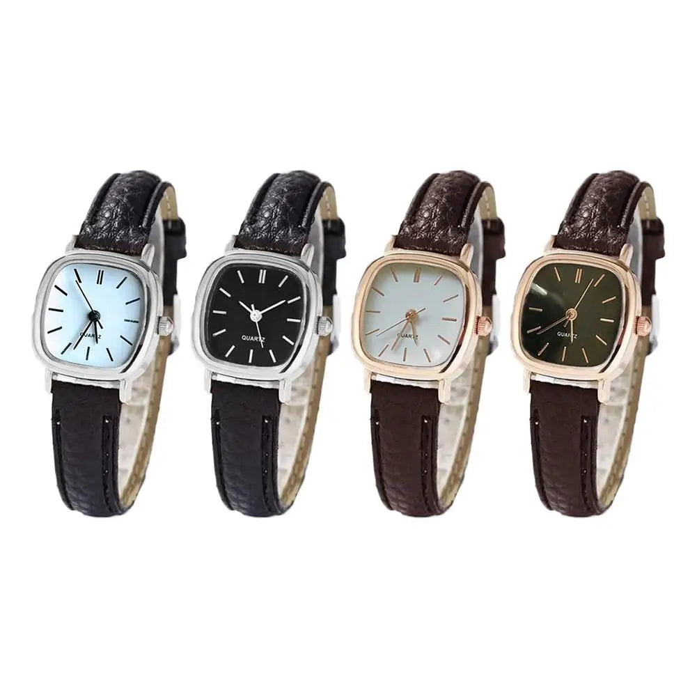 Women Watches Vintage Small Dial Watch PU Leather Strap Quartz Wrist Watch Clock Men Women Casual Simple Watch