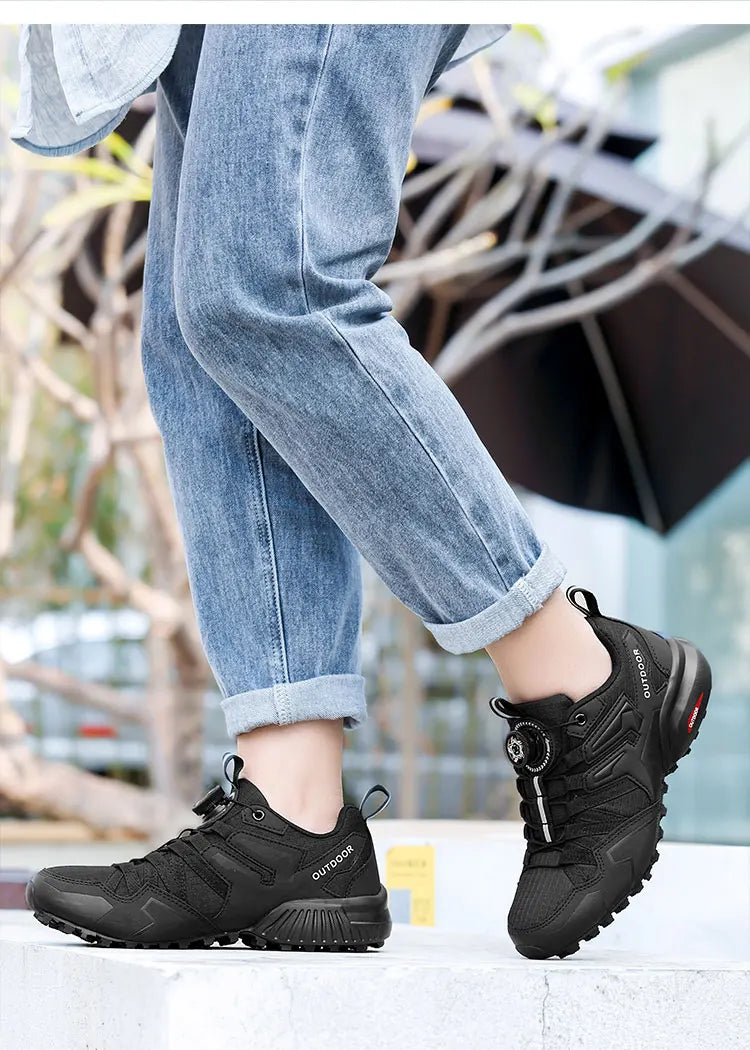 Hiking Shoes Non-Slip Outdoor Cross-Country Travel Shoes Tactical Training Shoes Breathable Casual Lockless Bicycle Shoes Men