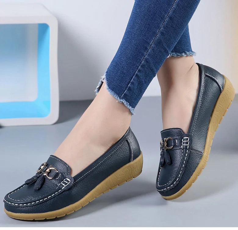 Woman Shoes Low Heels Casual Shoes Women's Loafers Slip On Flat Shoes Mocassins Femmes Comfortable Footwear Women Flats White