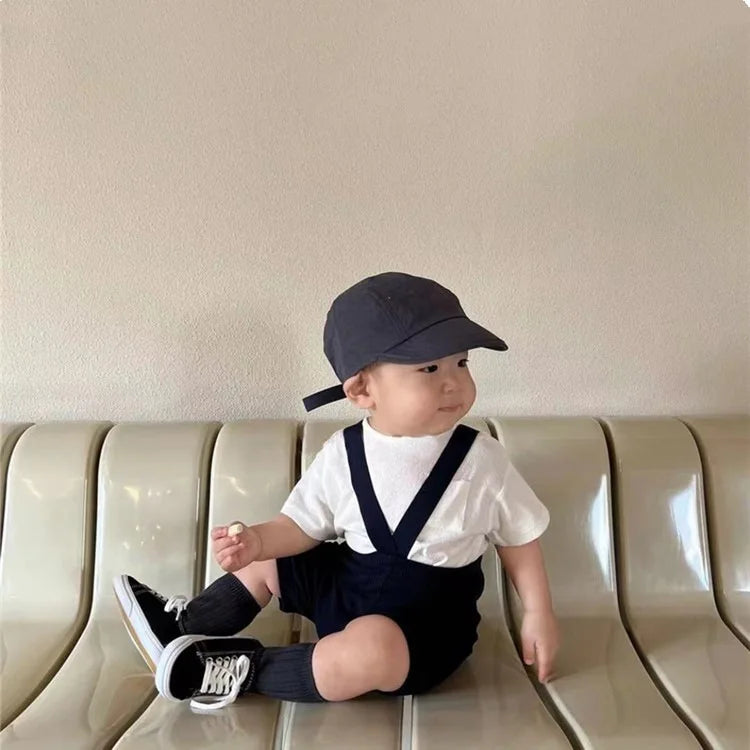 2024 Summer Costume New Boy Girl Baby Solid All-match Short Sleeve T-shirt Newborn Loose Comfort Cotton Tees Infant Casual Tops