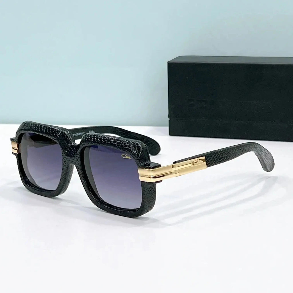 ORIGINALCAZAL MOD6073 Leather+Acetate Frame Classic Business Men Sunglasses Luxury UV400 Brown Lenses Women Couple Eyewear