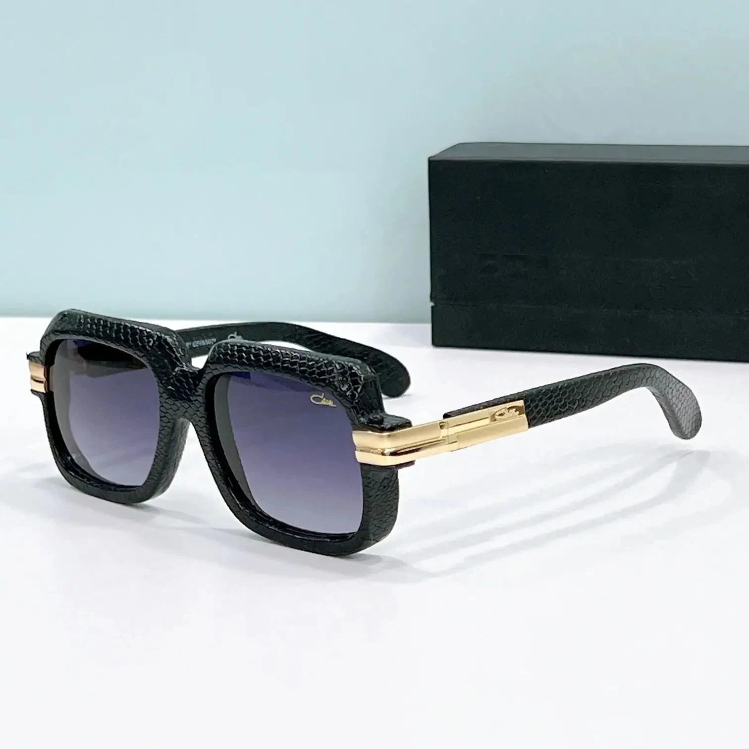 ORIGINALCAZAL MOD6073 Leather+Acetate Frame Classic Business Men Sunglasses Luxury UV400 Brown Lenses Women Couple Eyewear