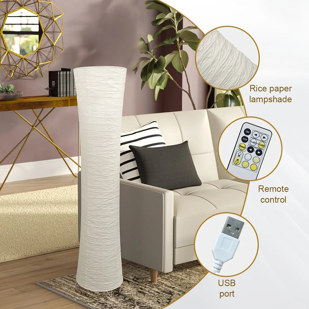 Soft Light Floor Lamp, 42 Inches High, Modern Minimalist Design, LED Soft Light With Warm Light 3000K, Paper Lamp Shade