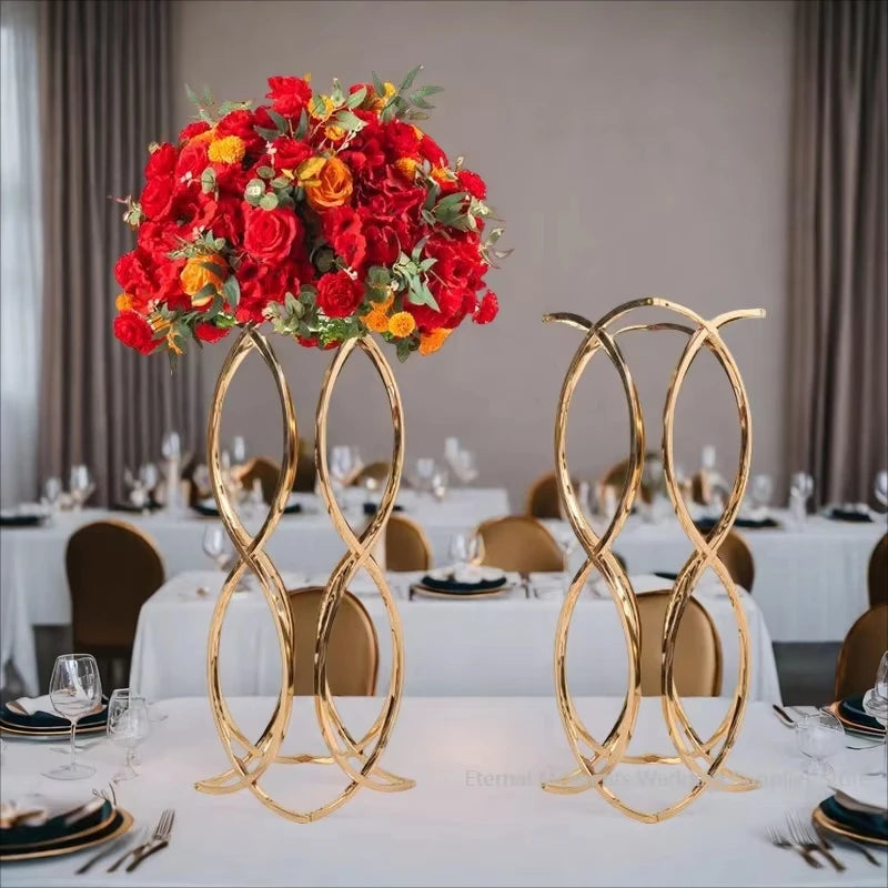 New Metal Vase Trumpet Shape Wedding Table Centerpiece Event Road Lead Flower Vases For Wedding Party Home Decoration