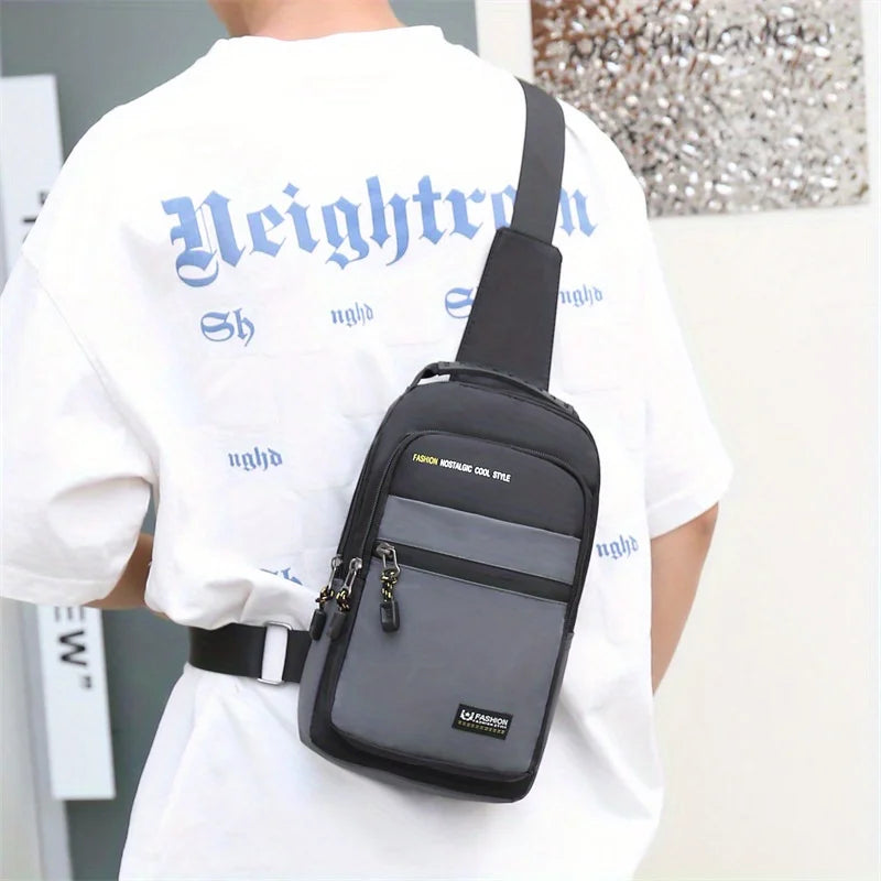 1pc Men's Casual Crossbody Bag, Fashion Sports Travel Oxford Cloth Sling Bag