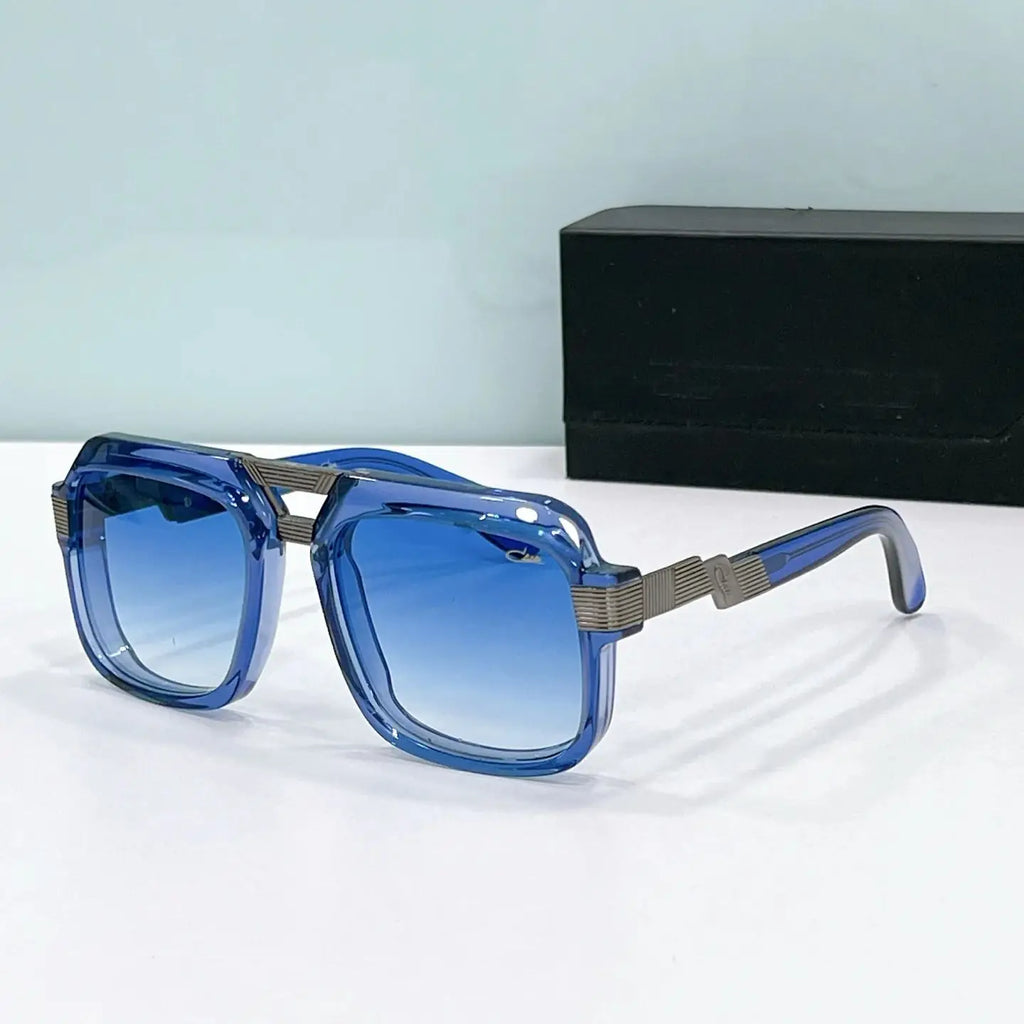 Original CCAZAL MOD669 Luxury Design Square Casual Men Sunglasses Trendy Top Quality Green Acetate Frame Women Couple Eyewear