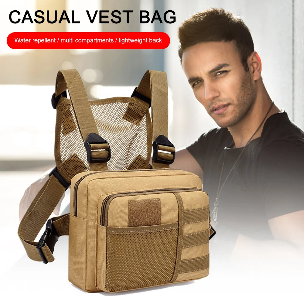 Tactics Vest Bag Streetwear Functionality Chest Bag Portable Oxford Multifunctional Multi-pockets Waterproof for Running Travel