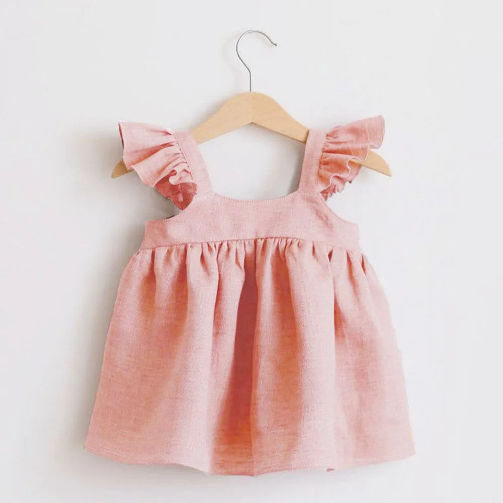 Newborn Girls Summer Clothes Linen Striped Baby Girl Dress For 0-3Y Toddler Girls Clothes Baby Birthday Party Dress