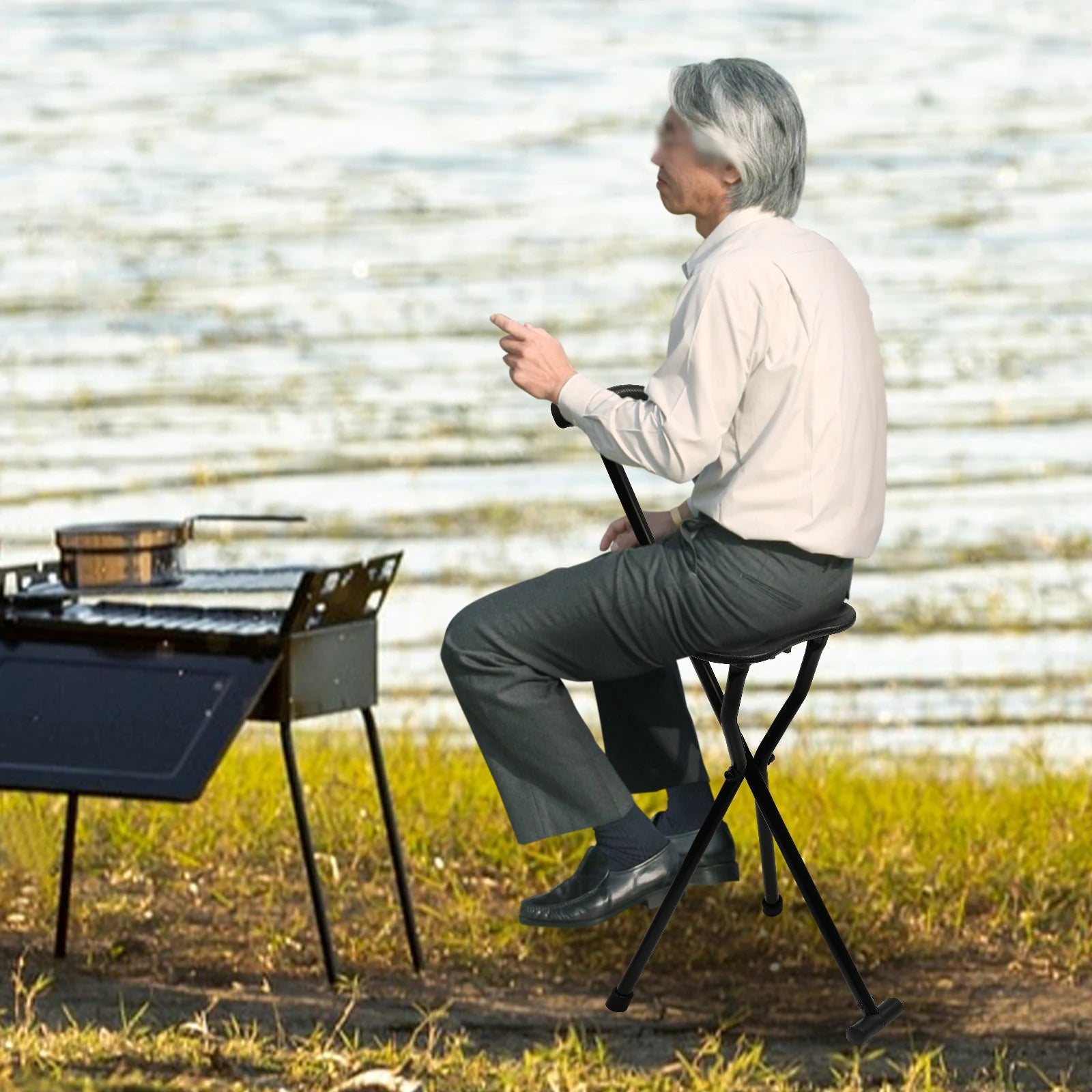 Portable Walking Pole and Tripod Chair Walking Stick, Walking Cane, Cane Chair, Folding Cane with Seat,Walking,Waiting in Line