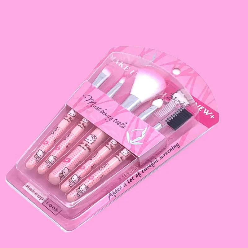 Sanrio cartoon cosmetics cute Hello Kitty makeup brush set blush eyebrow pencil lip gloss eye shadow brush soft hair beauty tool