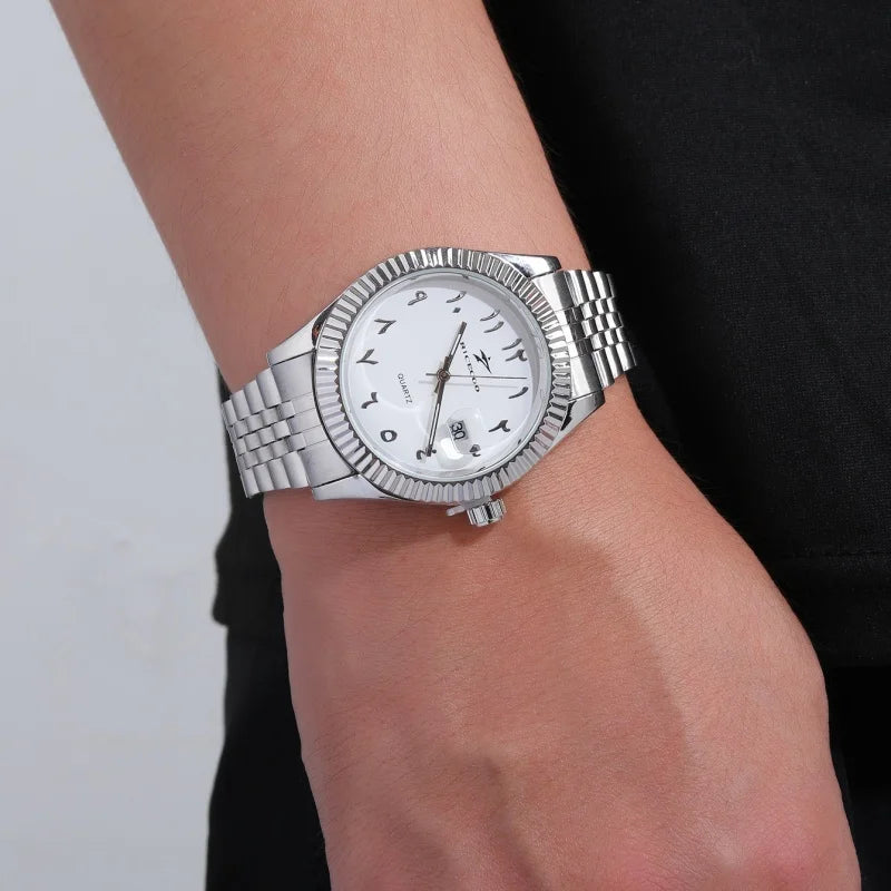 New Men Date Watches High-end Luxury Casual Calendar Stainless Steel Business WristWatch Leisure Sport WristWatch Clock