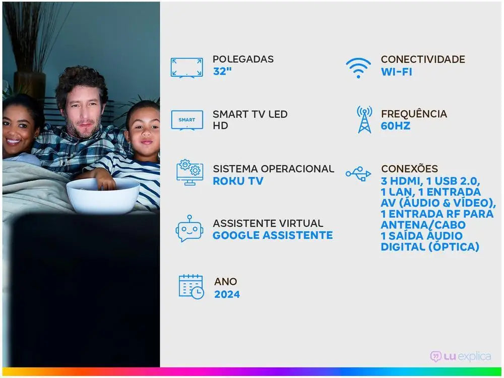 Smart TV 32 "HD LED Semp 32R6610 Wi-Fi 3 HDMI 1 USB