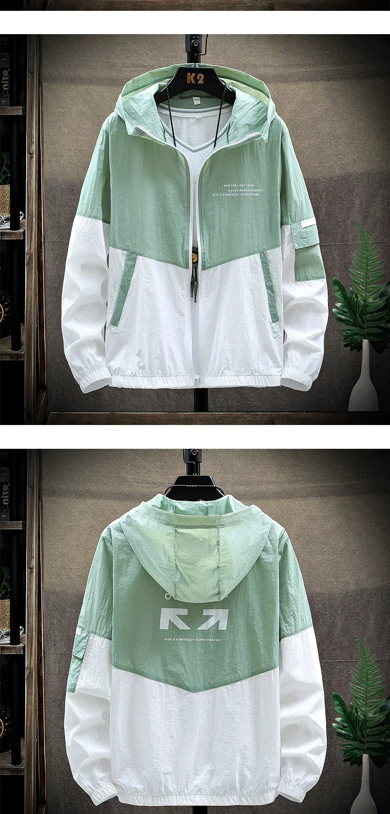 2025 Summer Skin Coats Men Ultra Light UV Sun Protection Big Size Hooded Windbreaker Jacket Men Striped Casual Outwear