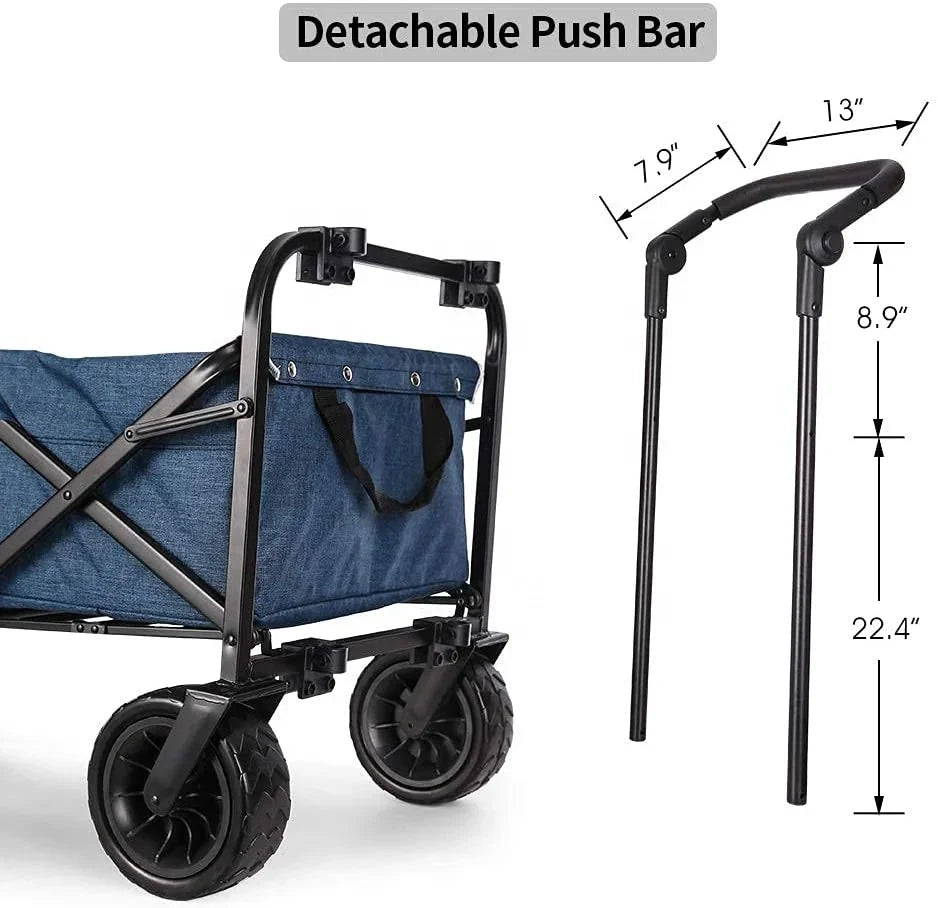 Outdoor Park Trolly Folding Garden Utility Wagon Picnic Utility Camping Cart with Wide Wheel and Brake