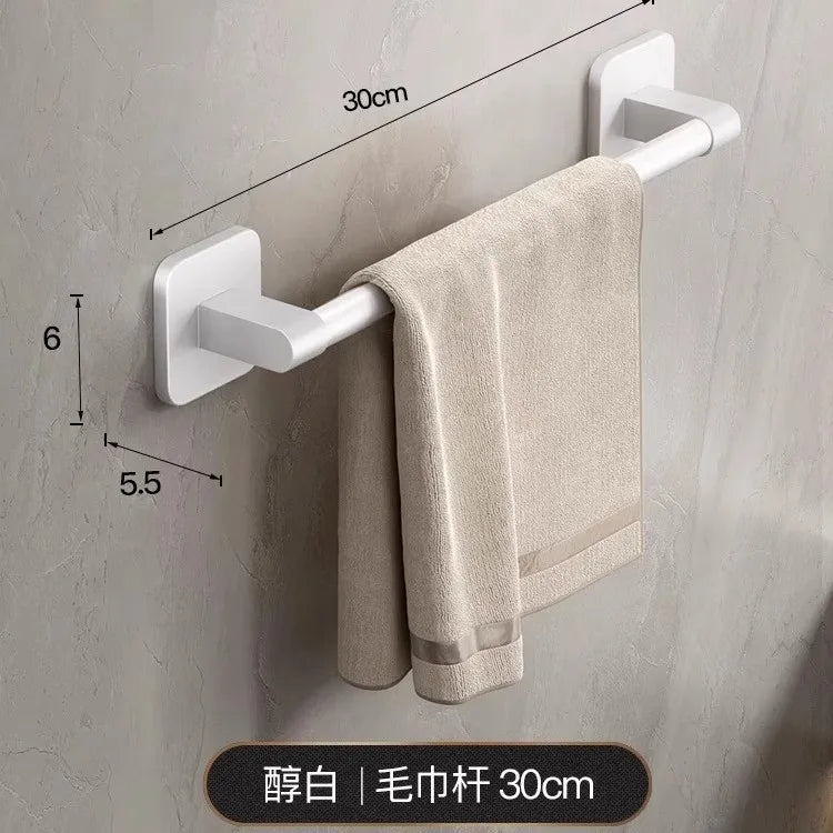 Towel rack modern space aluminum non-perforated wall mounting shelves bathroom towel rack single rod toilet storage hanger