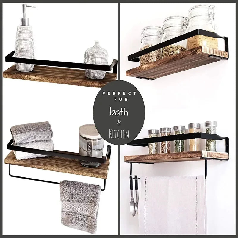 Bathroom Items Kitchen Solid Wood Bore Storage Shelf Floating Wall Shelves Accessories Organizer Hardwares Hardware Fixture Home
