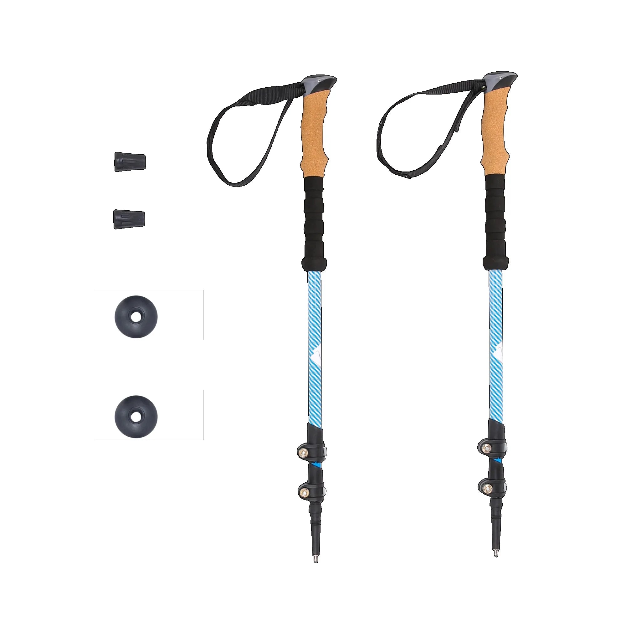 Lightweight Carbon Fiber Adjustable Quick Lock Trekking Poles with Cork Grip - 2 Pack