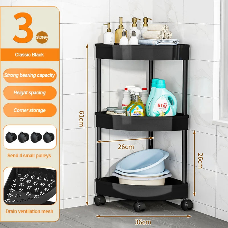 Bathroom Storage Cart With Wheels Kitchen Living Room Storage Rack High Load-Bearing Capacity Home Accessories