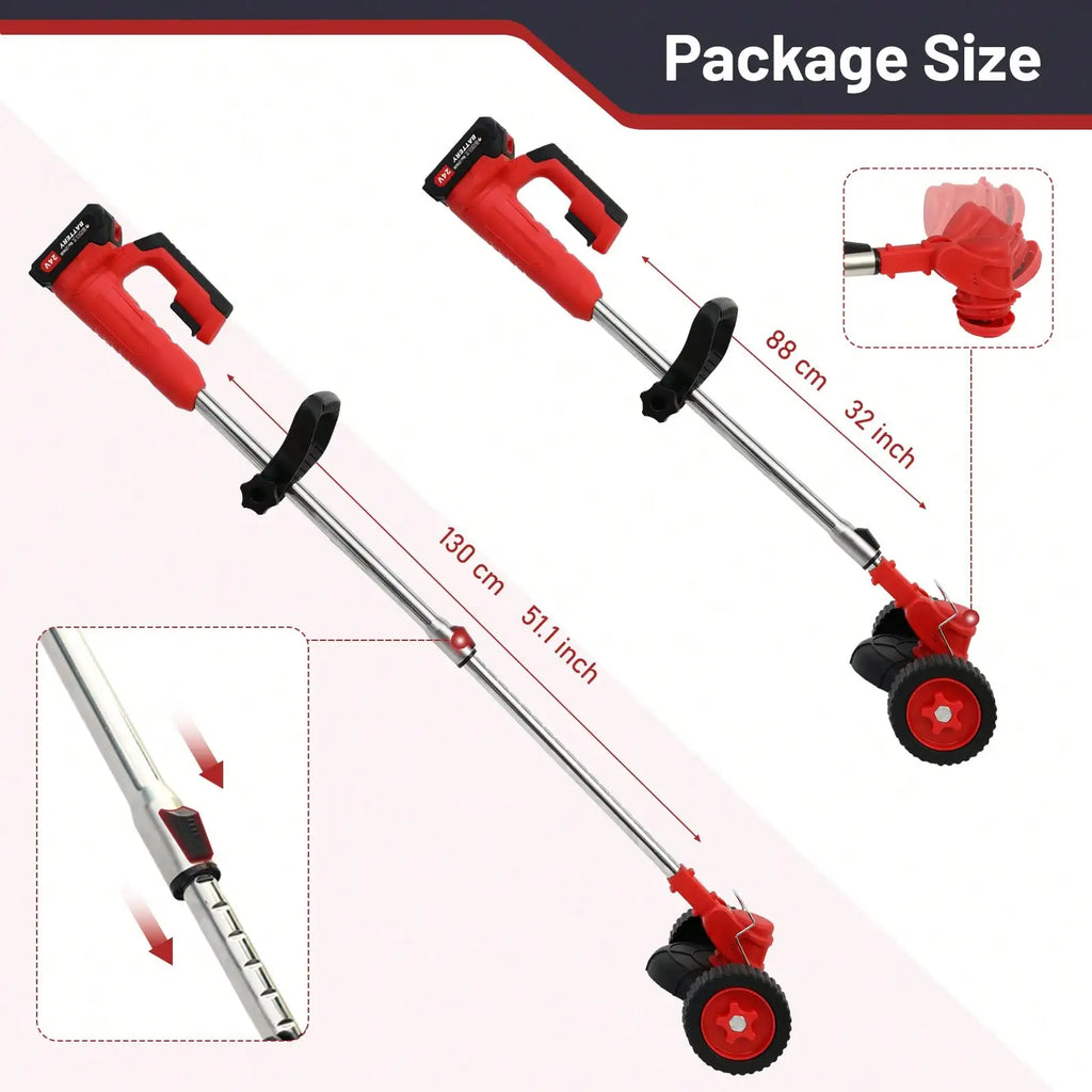 21V 650W Cordless String Trimmer Electric Weed Wacker Lawn Grass Edger Brush Cutter with 2 Batteries & Adjustable Handle