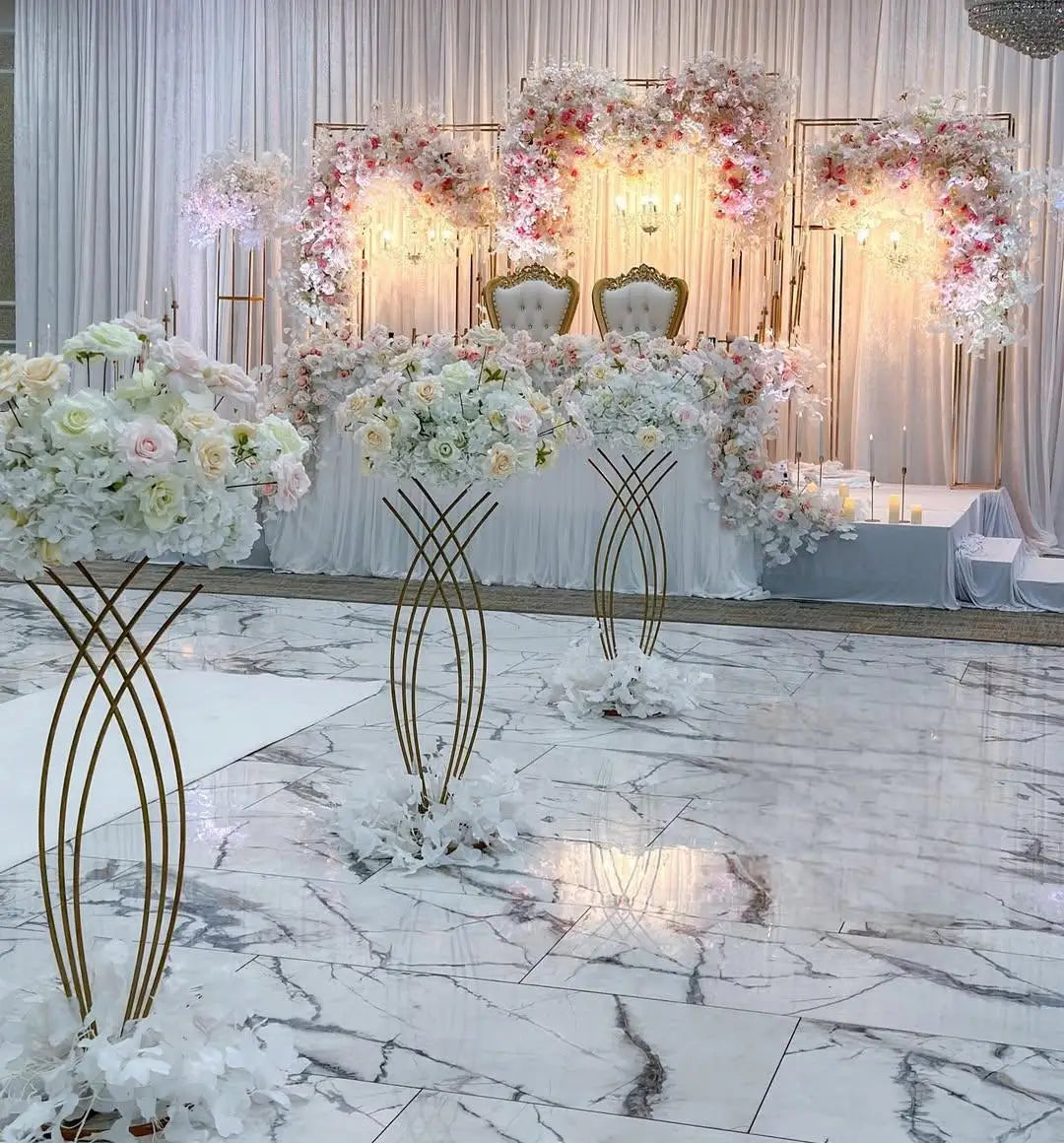 Wholesale Geometric Metal Floor Vases Column Stand Road Lead Flower Centerpieces for Wedding Home Events Decor