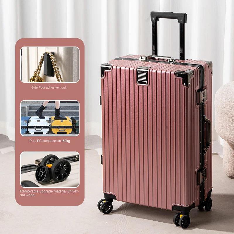 Suitcase Aluminum Frame 20 inch Carrier Trolley Case Removable Universal Wheels 22-30 inch Large Capacity Travel Suitcases