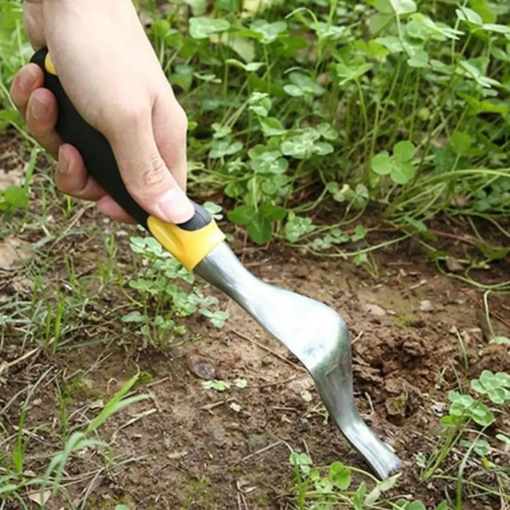 Two-Pronged Fork Hand Weeder Tool Sturdy Durable Garden Weeding Fork Multi-purpose with Ergonomic Handle Root Extractor