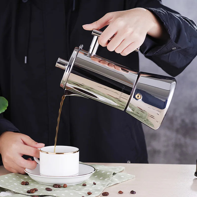 Moka pot Italian stainless steel coffee pot, induction cooker heating, espresso brewing machine