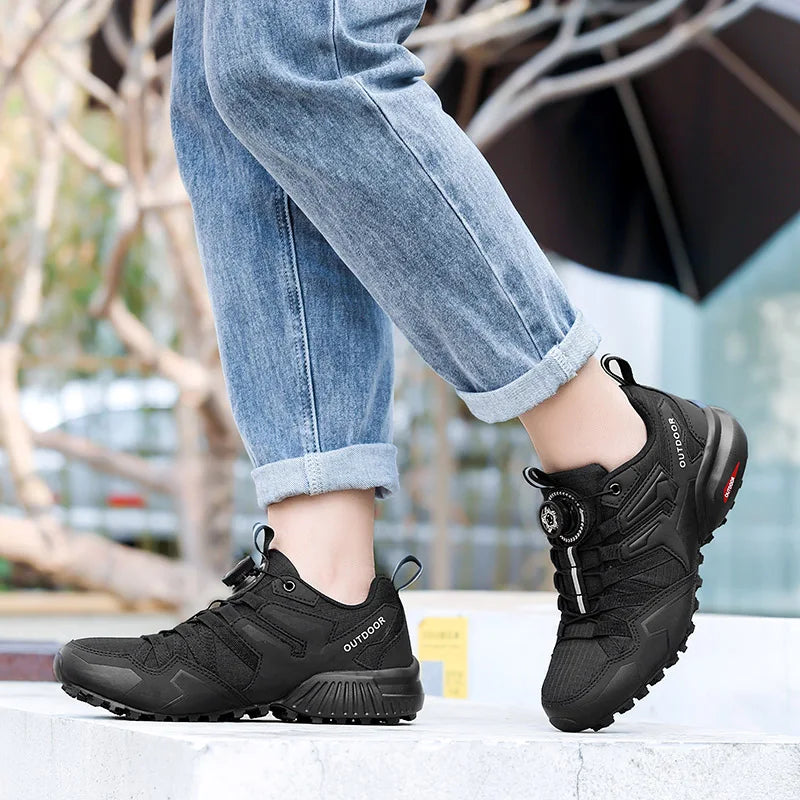 Hiking Shoes Non-Slip Outdoor Cross-Country Travel Shoes Tactical Training Shoes Breathable Casual Lockless Bicycle Shoes Men