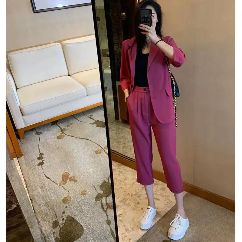Casual Suit Jacket Two Piece Sets for Women office Fall Outfits Fashion Women's Blazer and Pants Suits Set 2 Elegant Pieces 2024