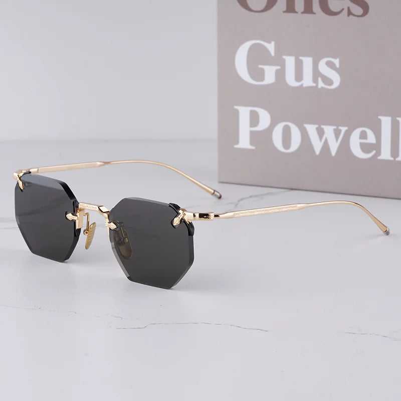 ELDORADO Light Luxury Sliver Boundless Sunglasses for Male Designer Hand Craft Top Quality Rimless Alloy Solar Glasses for Men