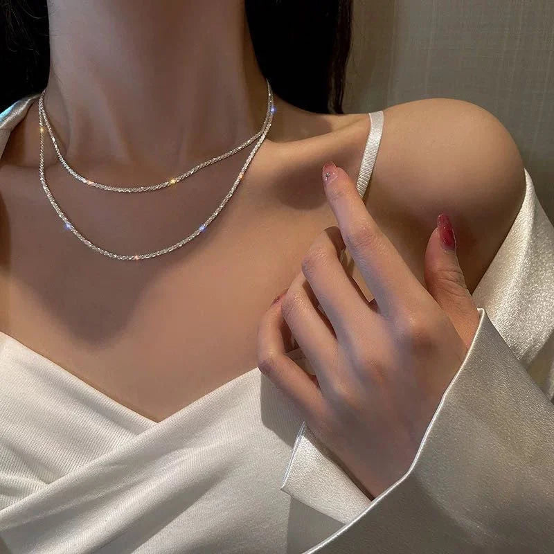SOMILIA Fashion 18K Yellow Gold Necklace Authentic S925 Sterling Silver Sparkling Clavicle Sweater Chain High Jewelry For Woman