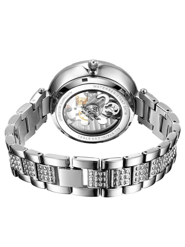 Women Automatic Mechanical Watch Top Brand Luxury Leather Waterproof Watches Ladies Skeleton Tourbillon Clock reloj mujer New