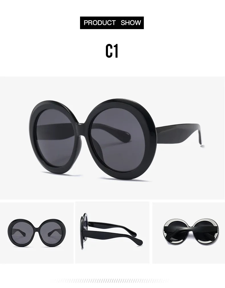Unisex Big Round Sunglasses Women 2023 New Fashion Retro Oversized Sun Glasses Vintage Gradient Black Shades Luxury Eyewear
