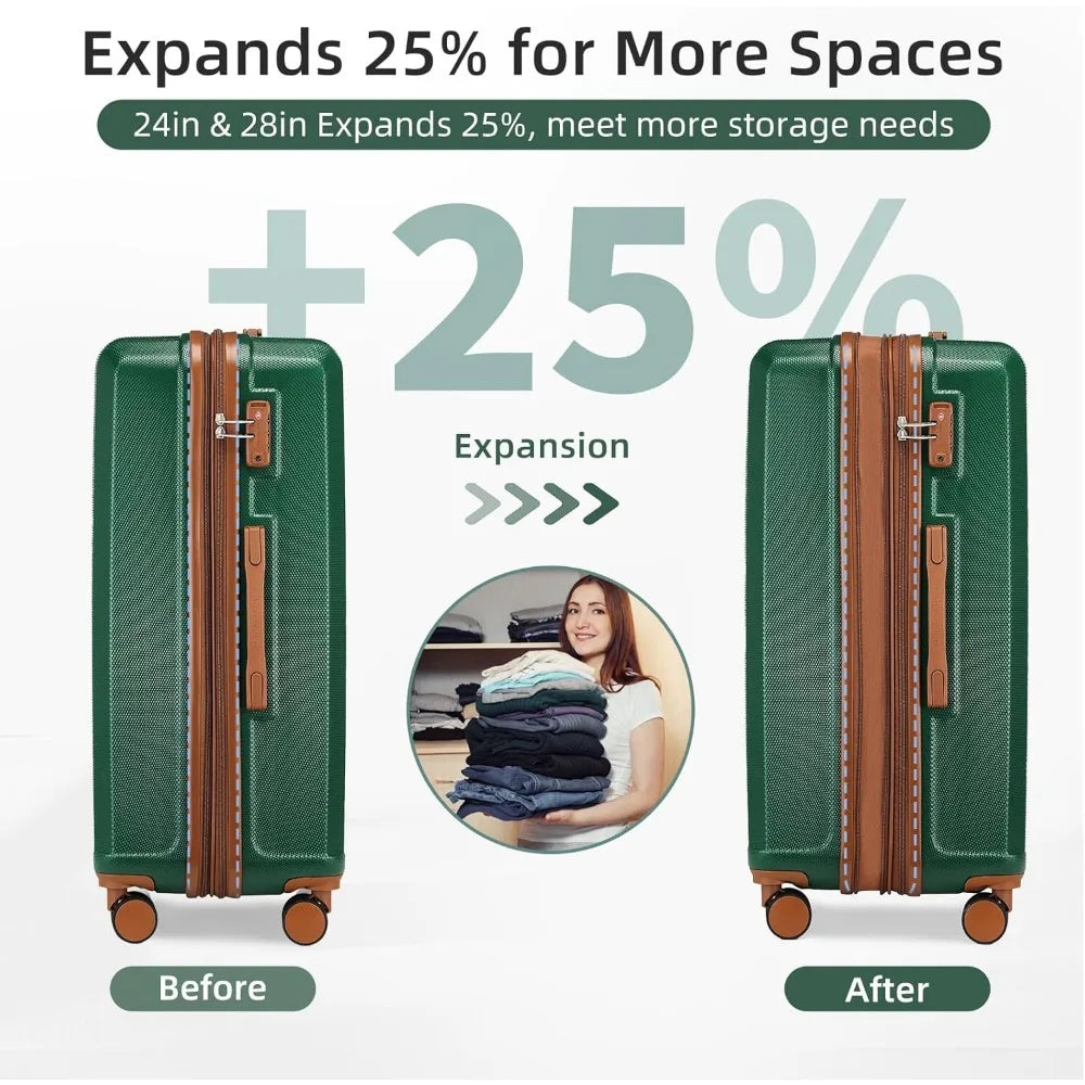 LARVENDER Luggage Set 6 Piece Large Suitcases with Wheels, Suitcase Set ABS Hard Shell Luggage Sets with Spinner Wheels, Carry O