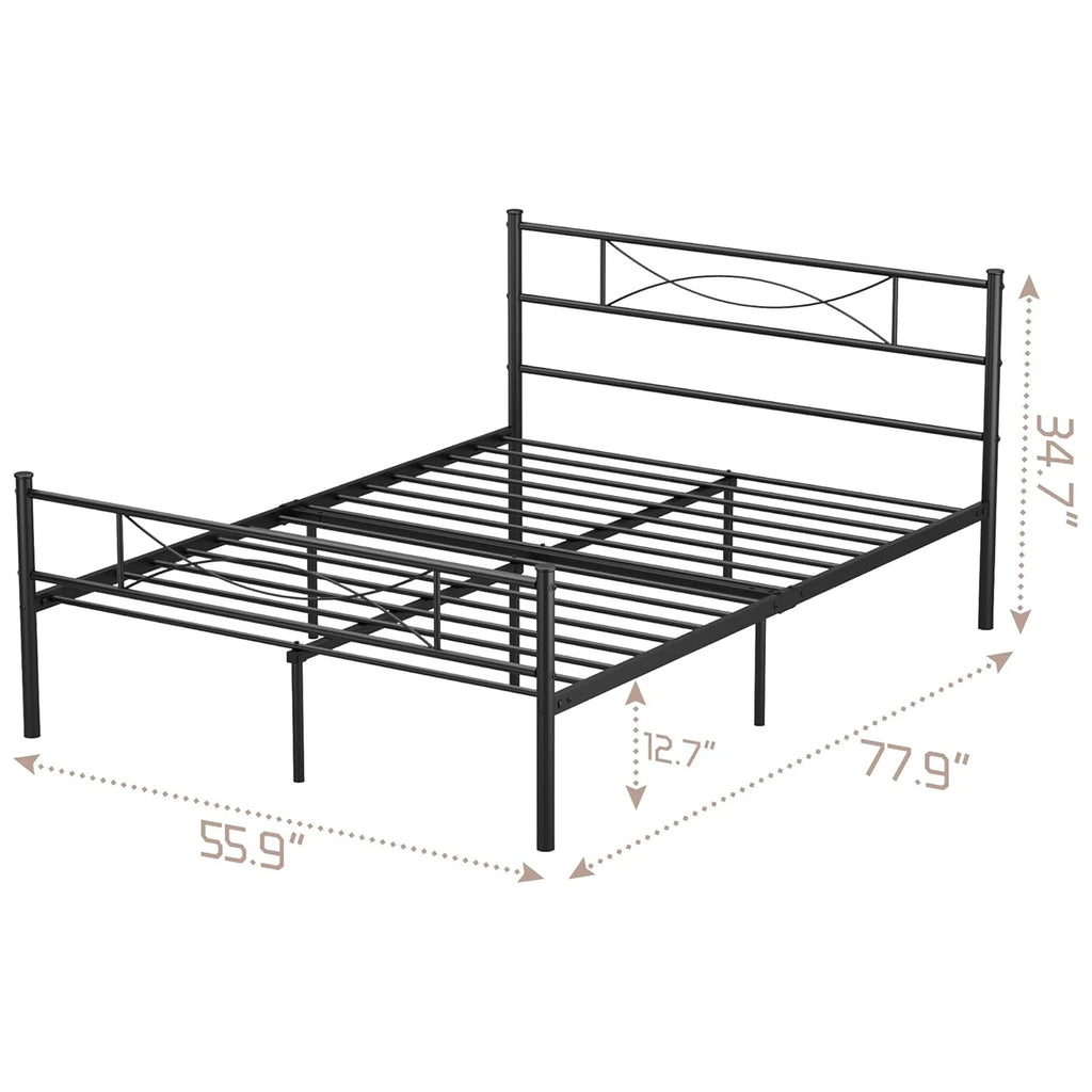 Full Bed Frame with Headboard Full Size Metal Platform Bed with Under Bed Storage, Box Spring Needed