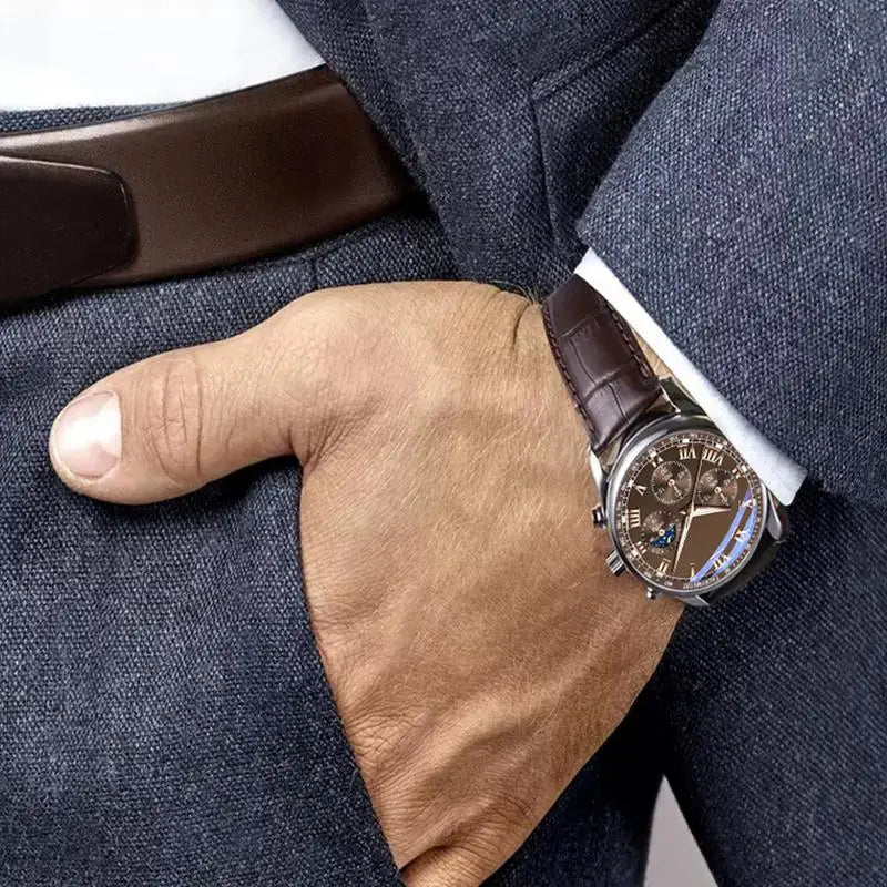 2024 New Classic Sports Watch Casual Men's Watch Fashion Waterproof Leather Men's Watch Suitable For Home Holiday Gifts