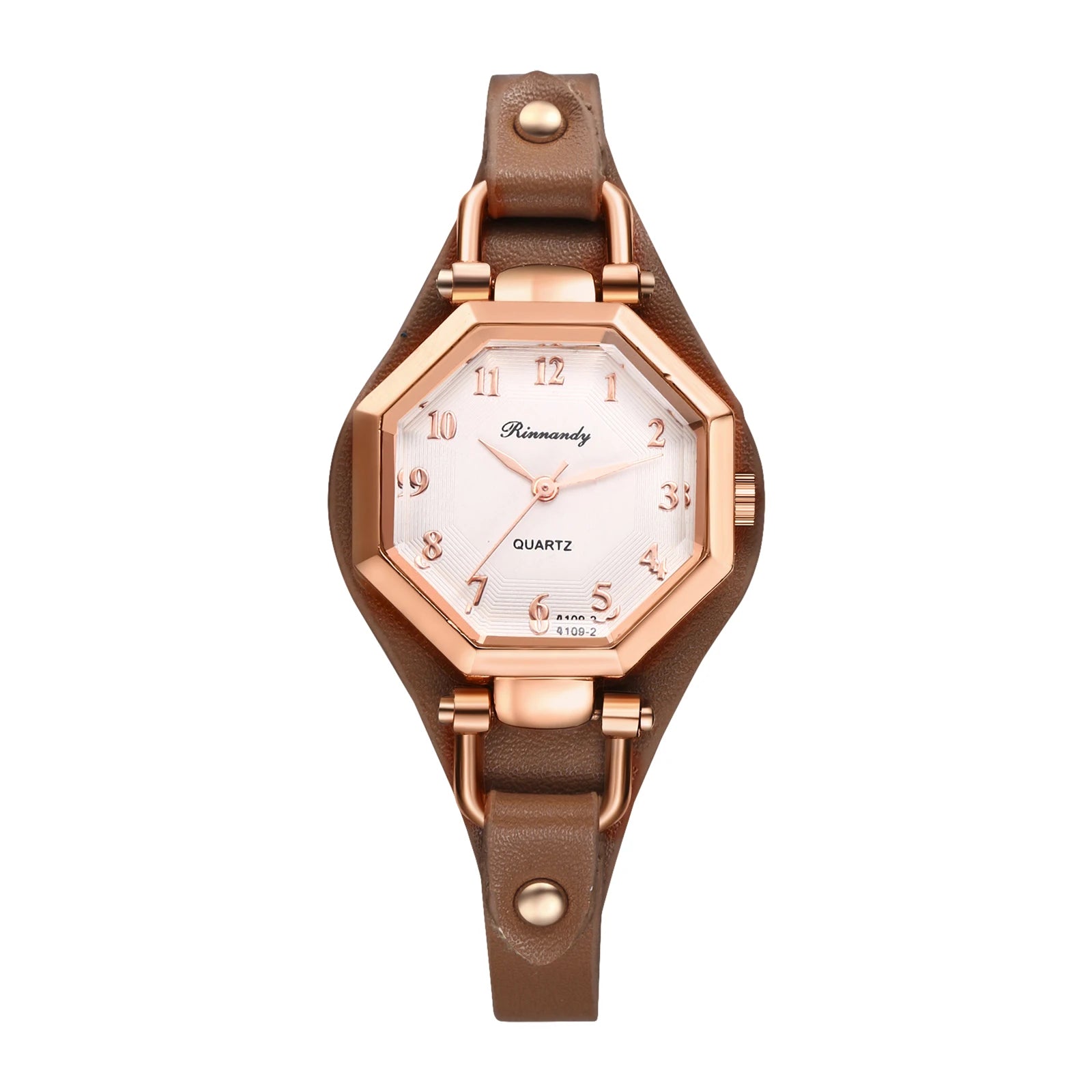 LANCARDO Ctagonal Leather Bracelet for Women Strap Waterproof Analog Quartz Arabic Digital Scale Exquisite Fashion Watch