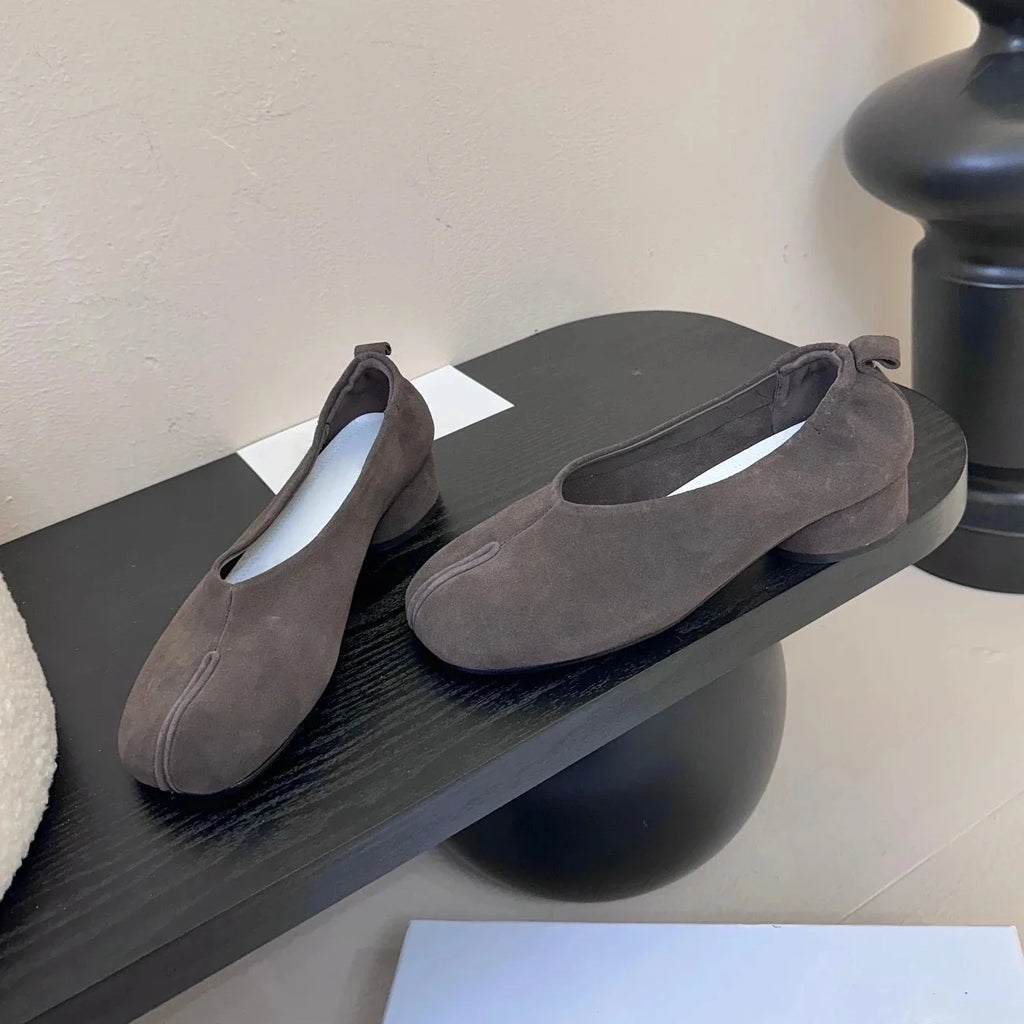 2025 Top Quality Spring  Real Suede Splite-Toe Low Heel Slip-Ons Woman Loafers Boat Shoes Mary Janes Mules  Female Bota Feminina