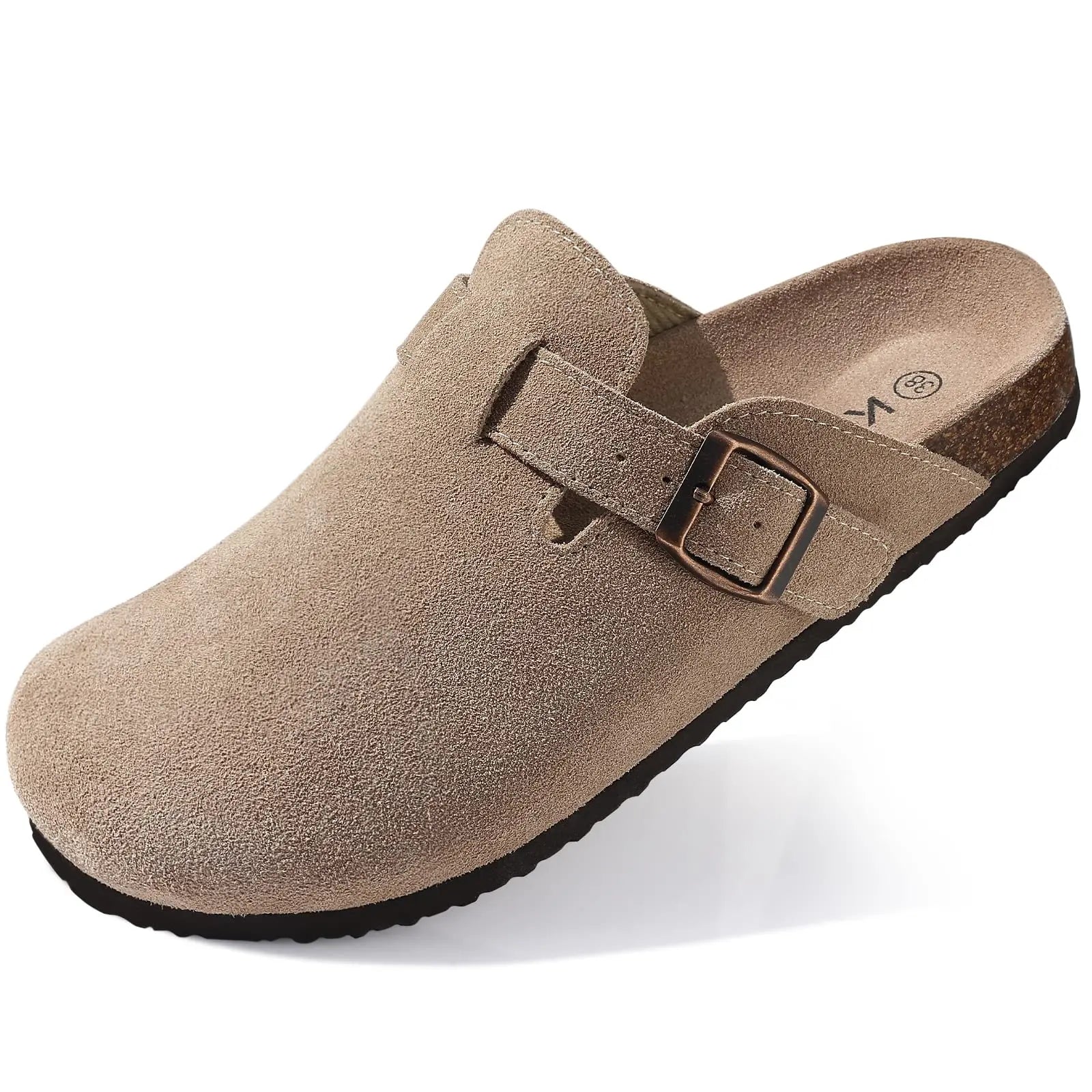 Asgard Women Men Suede Leather Clogs Slippers Fashion Unisex Cork Footbed Sandals Outdoor Antiskid Mules Shoes with Arch Support