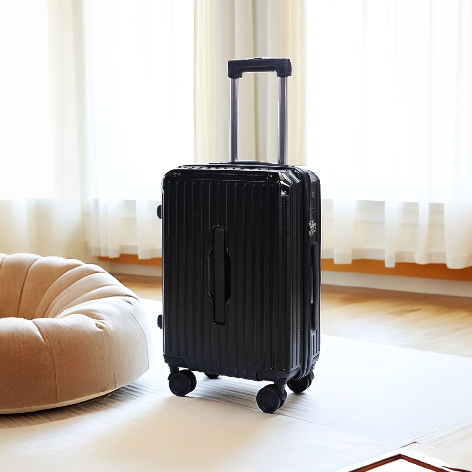 Unisex 20''Carry-on Luggage with Portable Hook & Removable Wheels Anti-collision Corner Sturdy Handle Suitcase For Solo Trip