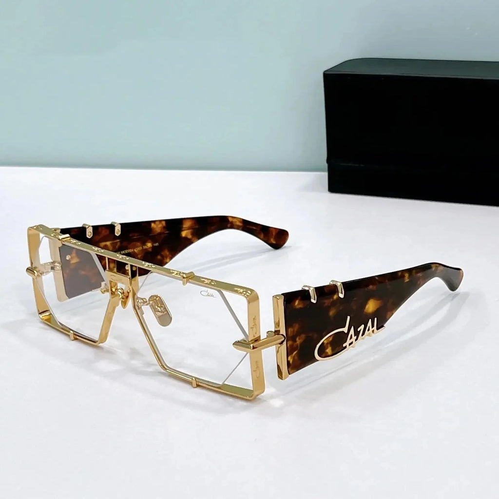 ORIGINALCAZAL MOD004 Top Quality Tortoiseshell Acetate Frame Retro Men Sunglasses Luxury Design Blue Lenses Women Couple Eyewear