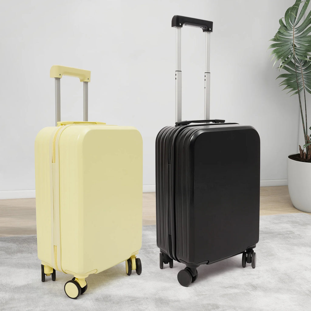 20" Carry On Luggage with Cup Holder USB Port Hard Top Handle Shell Rolling Travel Suitcase with Spinner Wheels