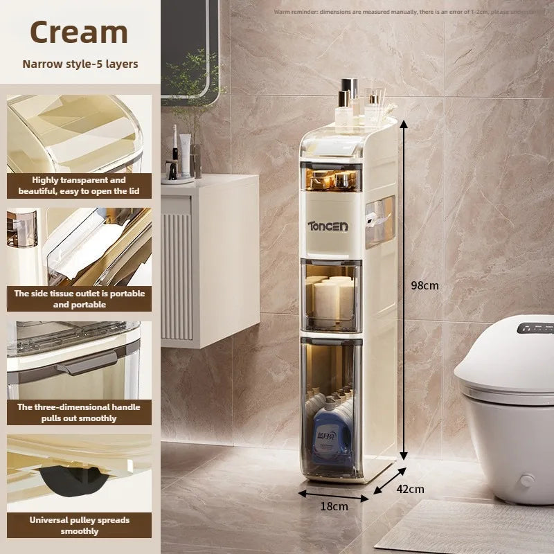 Bathroom crevice cabinet, bathroom living room storage cabinet, multifunctional storage cabinet, storage rack, large capacity