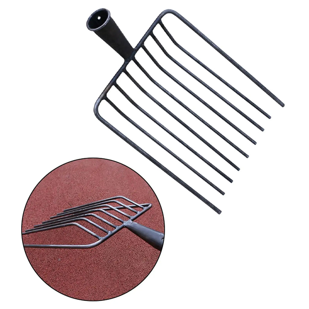 Pitchfork Tool Replacement Head, Agricultural Fork for Garden Tasks 9 teeth Steel Stall Shaving Fork for Lawns Road Maintenance